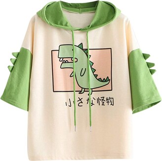 Women's Dinosaur Sweatshirt Long Sleeve Splice Tops Cartoon Cute