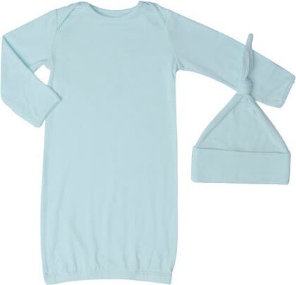 Everly Grey Long Sleeve Gown & Hat Set