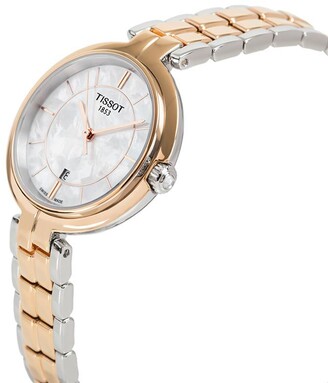 Tissot T0942102211100 Women's Flamingo Date Two Tone Bracelet Strap Watch, Rose Gold/Silver