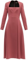 Thumbnail for your product : Emilia Wickstead Glenda Square-neckline Wool-crepe Midi Dress - Dark Pink