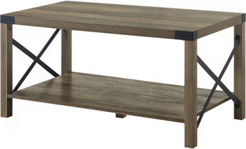 Rustic Oak Coffee Table With Bottom Shelf