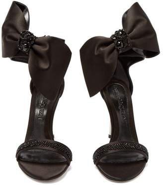 Alexander McQueen Bow-trim Satin Stiletto Sandals - Womens - Black