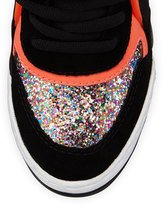 Thumbnail for your product : Ash Bling Star-Detailed Glitter Wedge Sneaker, Black/Starlight/Fluorescent Peach