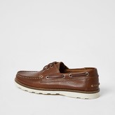 Thumbnail for your product : River Island Brown leather boat shoes