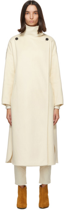 off white long wool coat