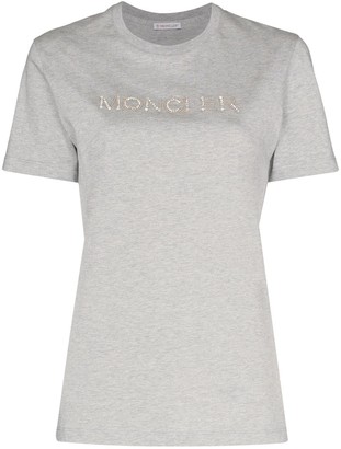 Moncler sequin logo-embroidered T-shirt