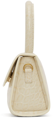 Bzees BY FAR Off-White Croc Mini Top Handle Bag