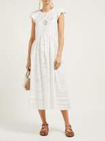 Thumbnail for your product : RED Valentino Cap-sleeve Broderie-anglaise Cotton Midi Dress - Womens - White