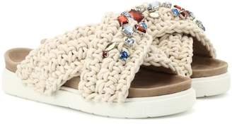 Inuikii Embellished crochet slide sandals