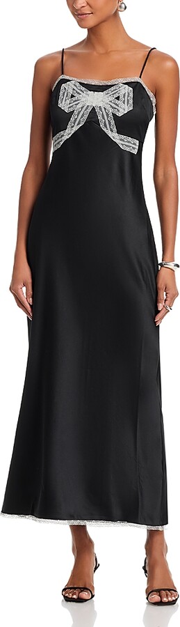 LoveShackFancy Isolie Lace Bow Crepe Maxi Dress