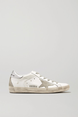 Golden Goose Superstar Distressed Metallic Leather And Suede Sneakers