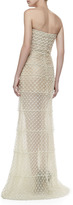 Thumbnail for your product : Oscar de la Renta Strapless Beaded Organza Gown, Ivory