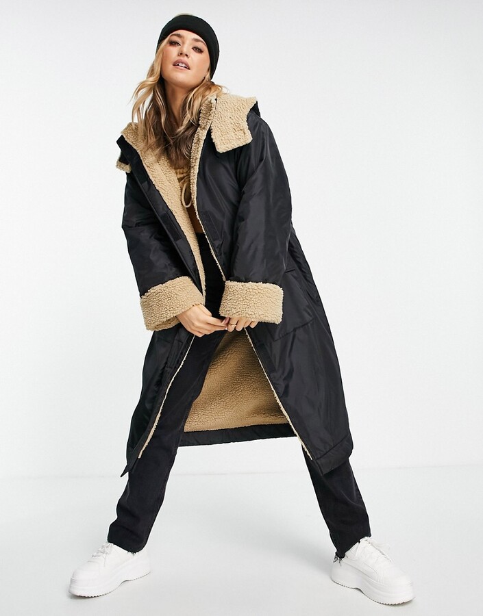 borg lined parka womens