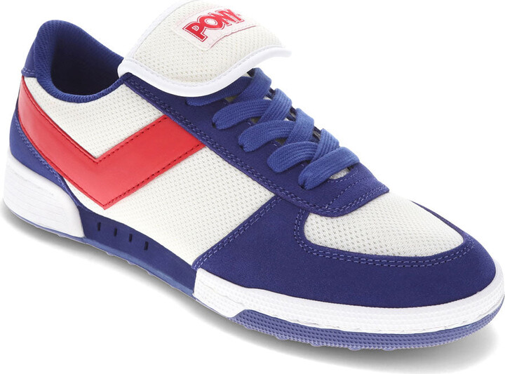 Pony Mens Linebacker Archive Genuine Leather and Mesh Premium Lace Up Athletic Sneaker Shoe