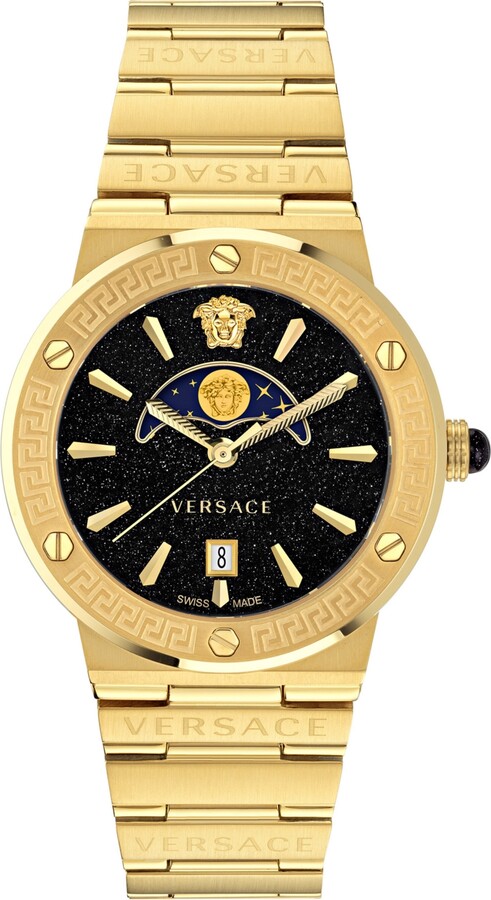 Versace Women's Swiss Greca Logo Gold Ion Plated Stainless Steel Bracelet Watch 38mm