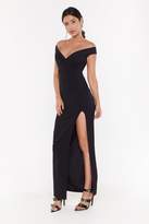 Thumbnail for your product : Nasty Gal Womens You Can't Slit with Us Off-the-Shoulder Maxi Dress - black - 10