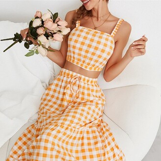 yellow gingham crop top
