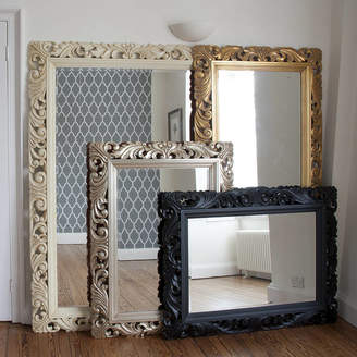 Decorative Mirrors Online Carved Wood Gilt Silver Mirror