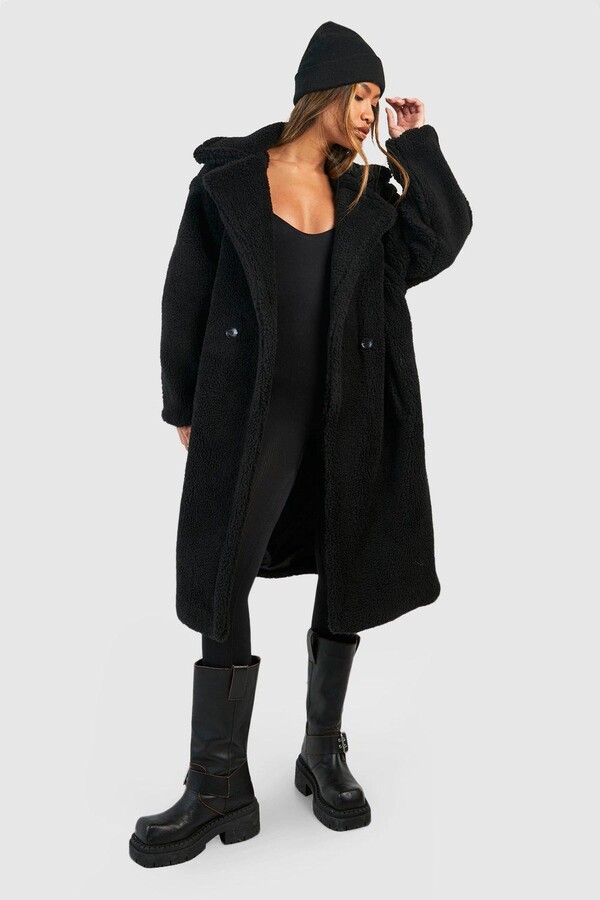 black fluffy teddy coat