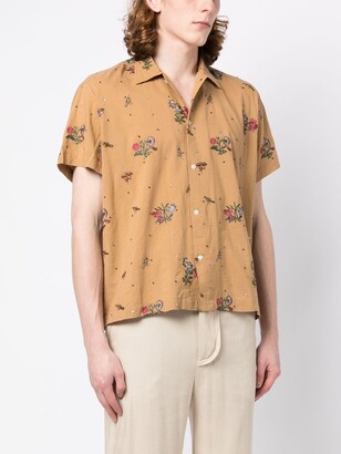 Bode Floral Print Short-Sleeve Shirt