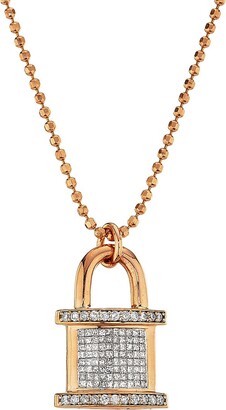Renee Lewis Women's 14K Rose Gold & 3 TCW Diamond Padlock Pendant Necklace - Rose Gold One-Size