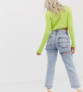 Thumbnail for your product : Collusion Petite x005 straight leg jeans in acid wash with bum rips