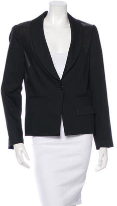 Alice + Olivia Leather-Accented Fitted Blazer