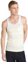 Thumbnail for your product : French Connection cream and light blue sleeveless cotton tank