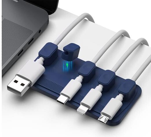 BFKK Magnetic Cable Management, Cable Holder for Desktop Multipurpose Cord Keeper, 5 Clips(OD 3.0-4.2mm) for Lightning, USB-C, Micro Cable, Other Wires,...