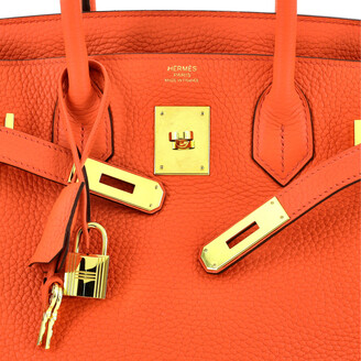 Hermes Birkin Handbag Orange Poppy Clemence with Gold Hardware 30