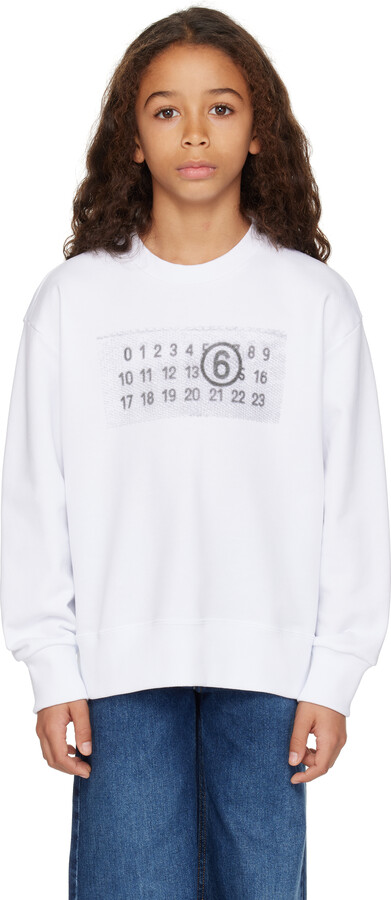 MM6 Maison Margiela Kids White Printed Logo Sweatshirt