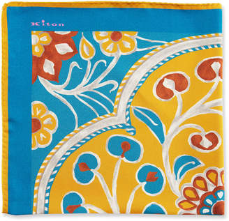 Kiton Large Floral Silk Pocket Square