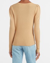 Thumbnail for your product : Express Fitted Ribbed Puff Sleeve Sweater