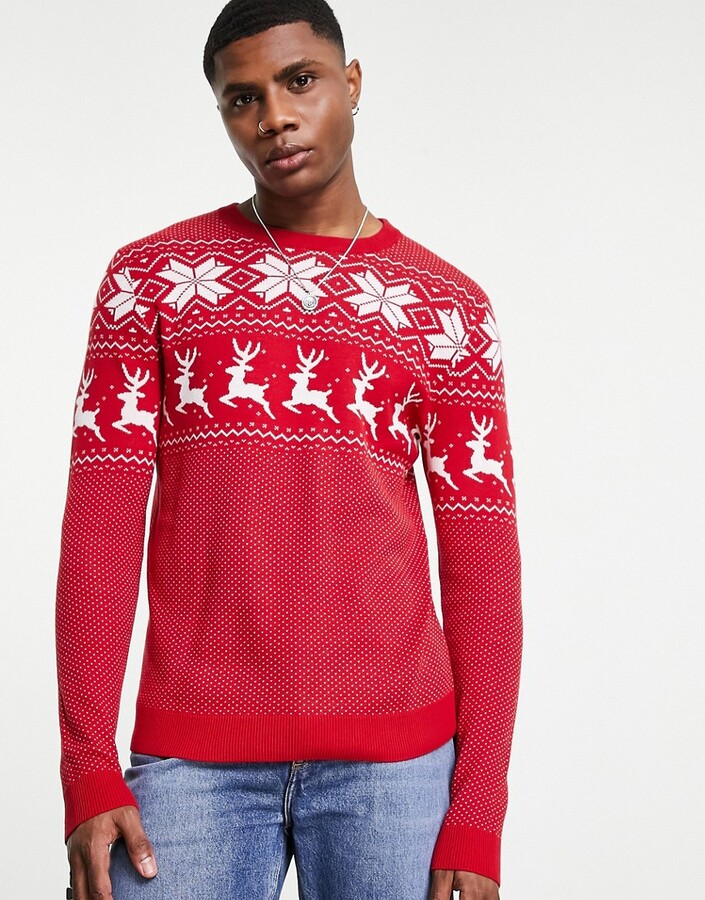 Ewell argument Springplank Jack and Jones Originals Christmas sweater in red - ShopStyle