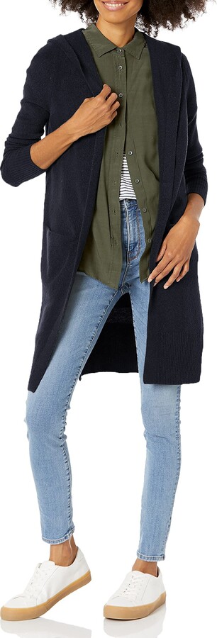 Goodthreads Women's Mid-Gauge Stretch Long-Sleeve Hooded Cardigan Sweater -  ShopStyle