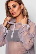 Thumbnail for your product : boohoo Plus Mesh Hooded Tunic Sweat