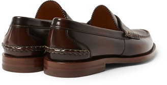 Gucci Burnished-Leather Loafers