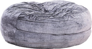 Hokku Designs Purple, 5-Foot Round, Bean Bag Chair, Memory Foam, Soft , Armless, Comfortable Purple Round Chair With Faux Fur, Comfort For