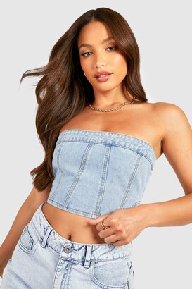 boohoo Cropped Lace Boned Corset Top - ShopStyle