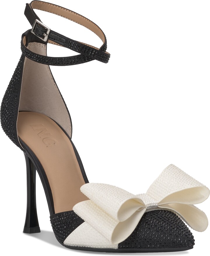 INC International Concepts Women's Saori Bow Ankle-Strap Pumps, Created for  Macy's - Black/White Bling - ShopStyle