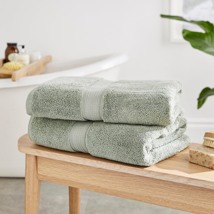 Dunelm Pack of 2 Plush Cotton Bath Sheets Green - ShopStyle