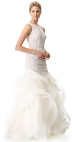 Thumbnail for your product : Theia Embroidered Lace Cascading Ruffle Gown