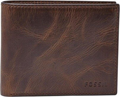 GenericMen'sDerrickLeatherRFID-BlockingBifoldwithFlipIDWallet,DarkBrown