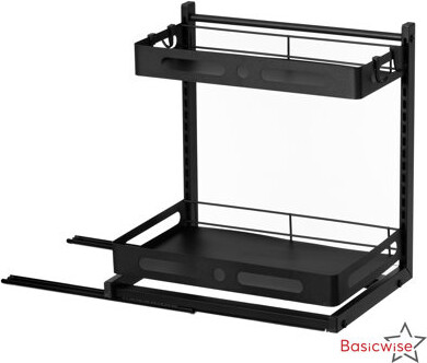 17 Stories Adjustable Height Under Sink Pull-out Organizer 2-tier Sliding Shelf Rack Heavy-duty Mesh Baskets For Kitchen & Bathroom Cabinets Ideal For Tall Bott