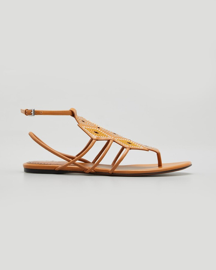 Alaia Beaded Gladiator Flat Thong Sandals - ShopStyle