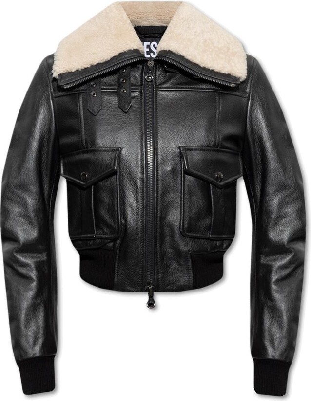 Diesel Leather Jacket Women | ShopStyle