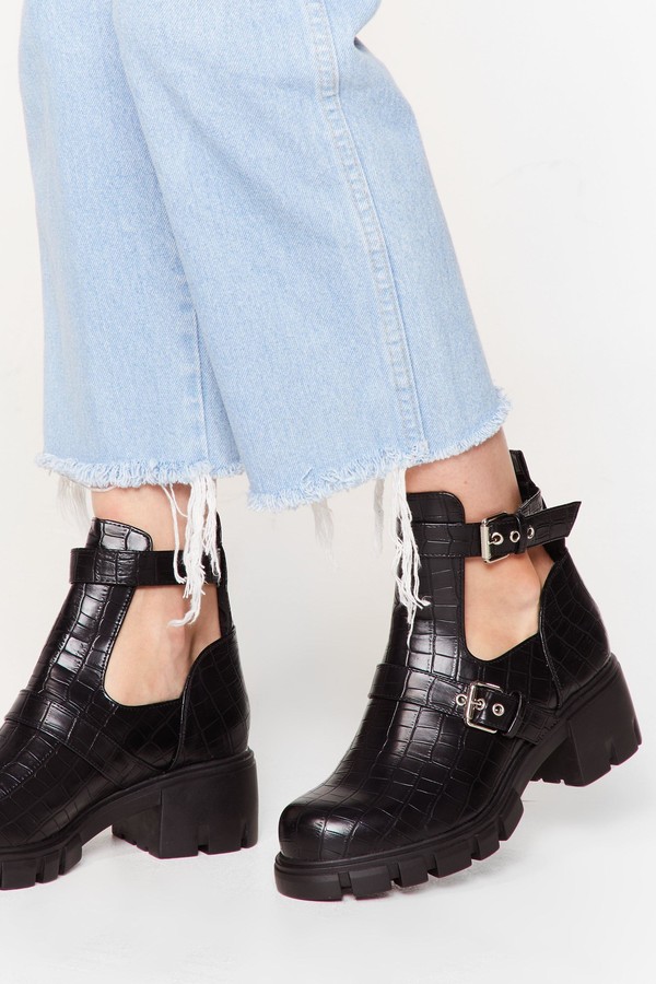 chunky cut out ankle boots