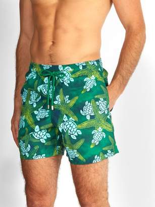 Vilebrequin Moorea Starlettes &turtles Print Swim Shorts - Mens - Green Multi