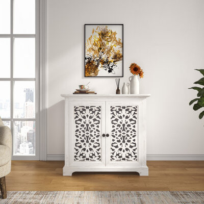 Ophelia & Co. Antique Sideboard Storage Cabinet Vintage Accent Cabinet 3 carving Doors Buffet