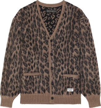 Wacko Maria Leopard Mohair Cardigan in Nude - ShopStyle